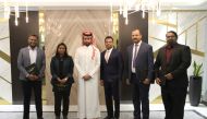 Sheikh Abdulla bin Fahad bin Jassim bin Jaber Al Thani, Chairman of GWC and Ranjeev Menon, Group CEO of GWC with GWC officials marking the success of the World Cup.