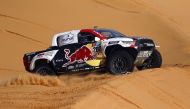 Toyota Gazoo Racing’s Qatari driver Nasser Al Attiyah and co-driver Mathiu Baumel of France in action during stage 6. REUTERS