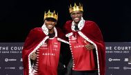 Ahmed Tijan and Cherif Younousse celebrate after winning the King of the Court Finals in 2022.