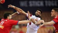 Action during match between Qatar and Serbia.