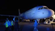 The first of four of Jazeera Airways' new Airbus A320 airplanes sits on a runway during the official launch in Kuwait October 29, 2005. File Photo: REUTERS/Stephanie McGehee
