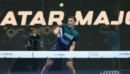 Brazil's Lucas Campagnolo in action during the Round of 64 match against Marc Quilez and Toni Bueno. Campagnolo and Argentinian Maximiliano Sanchez Aguero won 6-2, 5-7, 7-6(6).