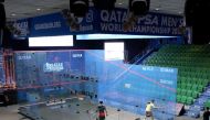 Action during the Qatar Junior Open Squash Championship.