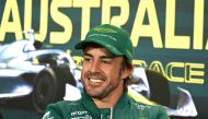 Aston Martin's Spanish driver Fernando Alonso speaks at a drivers press conference ahead of the 2023 Formula One Australian Grand Prix at the Albert Park Circuit in Melbourne on March 30, 2023. Photo by WILLIAM WEST / AFP