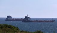 Oil tankers sail along Nakhodka Bay near the port city of Nakhodka, Russia. 