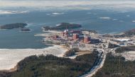 In this file handout photo taken on March 10, 2021 made available by Finnish electricity operator TVO shows an aerial view of the nuclear power plant in Olkiluoto, Finland. (Photo by Tapani Karjanlahti / TVO / AFP) 