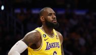 LeBron James #6 of Los Angeles Lakers react to a Laker foul during the third quarter against the Denver Nuggets on May 22, 2023 in Los Angeles. Harry How/Getty Images/AFP 