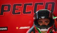 Ducati Italian rider Francesco Bagnaia looks on prior to the practice session ahead of the the Italian MotoGP race at Mugello Circuit in Mugello, on June 10, 2023. (Photo by Filippo Monteforte / AFP)