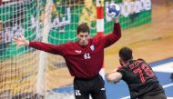 Al Rayyan's Chadhli Guizani shoots to score against Kazma DC, during the third place play-off, yesterday.