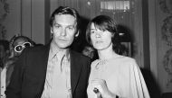 (FILES) Austrian actor Helmut Berger and British actress Glenda Jackson pose during the 29th Cannes Film Festival in Cannes, on May 20, 1976. (Photo by AFP)