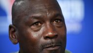 (FILES) Former NBA star and owner of Charlotte Hornets team Michael Jordan attends a press conference ahead of the NBA basketball match between Milwakuee Bucks and Charlotte Hornets at The AccorHotels Arena in Paris on January 24, 2020. (Photo by FRANCK FIFE / AFP)
