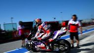 Ducati Prima Pramac Racing's Spanish rider Jorge Martin exits the pits during a free practice session of the San Marino MotoGP Grand Prix at the Misano World Circuit Marco-Simoncelli in Misano Adriatico on September 8, 2023. (Photo by Filippo Monteforte / AFP)