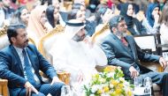 From left: Ambassador of Pakistan to Qatar H E Muhemmed Aejaz, Assistant Undersecretary for Private Education Affairs Omar Al Naama, and Director of TNG School Riyaz Ahmed Bakali during the event.