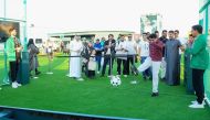 A player attempting the ‘Speed Strike’ at Saudi House in Katara.