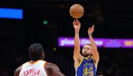 Stephen Curry #30 of the Golden State Warriors attempts a basket against Clint Capela #15 of the Atlanta Hawks during the third quarter at State Farm Arena on February 03, 2024 in Atlanta, Georgia. Kevin C. Cox/Getty Images/AFP 