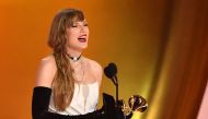 US singer-songwriter Taylor Swift accepts the Best Pop Vocal Album award for 