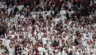 Qatar fans during the home team's quarter-final against Uzbekistan at Al Bayt Stadium on Saturday.  