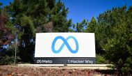 File: The Meta (formerly Facebook) logo marks the entrance of their corporate headquarters in Menlo Park, California on November 9, 2022. (Photo by Josh Edelson / AFP)
