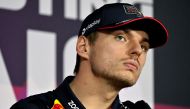 Red Bull Racing's Dutch driver Max Verstappen attends a press conference during the third day of the Formula One pre-season testing at the Bahrain International Circuit in Sakhir on February 23, 2024. (Photo by Andrej ISAKOVIC / AFP)