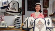 Aizada Yrchieva shows Kyrgyz traditional headgears, Kalpak and Topu, inside Kyrgyzstan pavilion at the Expo 2023 Doha. Pics by Marivie Alabanza / The Peninsula

