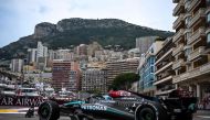 Mercedes' British driver George Russell drives during the first practice session of the Formula One Monaco Grand Prix on May 24, 2024 at the Circuit de Monaco, two days ahead of the race. (Photo by NICOLAS TUCAT / AFP)