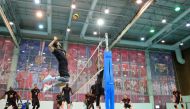 Qatar’s players during a training session as they prepare for the 2024 Asian Men’s Volleyball Challenge Cup. 