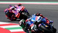 Ducati Italian rider Francesco Bagnaia and Ducati Spanish rider Jorge Martin ride during the the Italian MotoGP race at Mugello on June 2, 2024. (Photo by Marco BERTORELLO / AFP)