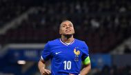 France's forward #10 Kylian Mbappe reacts during the International friendly football match between France and Luxembourg at Saint-Symphorien Stadium in Longeville-les-Metz, eastern France, on June 5, 2024. Photo by Jean-Christophe VERHAEGEN / AFP.