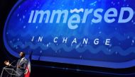 The Secretary of State for the Sea and Biodiversity of France, Hervé Berville, speaks during the opening of the Immersed Change Ocean Protection Summit in San Jose on June 7, 2024. (Photo by Ezequiel Becerra / AFP)