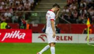 Poland's forward #09 Robert Lewandowski leaves the pitch during the international friendly football match between Poland and Turkey in Warsaw, Poland, on June 10, 2024. (Photo by Wojtek Radwanski / AFP)