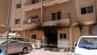 The building which was engulfed by fire, in Kuwait City, on June 12, 2024. (Photo by Yasser Al-Zayyat / AFP)