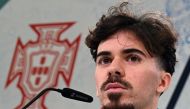 Portugal's midfielder #23 Vitinha attends a press conference in Harsewinkel on June 14, 2024, ahead of the UEFA Euro 2024 Football Championship. (Photo by Patricia De Melo Moreira / AFP)
