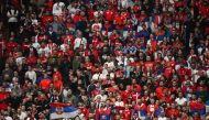 Serbia fans follows the action during the UEFA Euro 2024 Group C football match between Serbia and England at the Arena AufSchalke in Gelsenkirchen on June 16, 2024. (Photo by Alberto PIZZOLI / AFP)