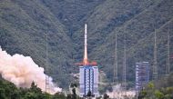 A Long March 2-C rocket carrying a satellite jointly developed by China and France dubbed the Space Variable Objects Monitor (SVOM), lifts off from a space base in Xichang, in China, on June 22, 2024. (Photo by Adek Berry / AFP)