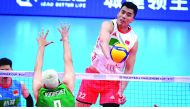 China's Zhang Jingyin scores a point. Pic: Volleyballworld