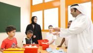 Minister of Education and Higher Education H E Buthaina bint Ali Al Jabr Al Nuaimi visiting a school to review the activities and programmes for students during the ongoing summer vacation. 