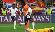 England's forward #19 Ollie Watkins celebrates after scoring his team's second goal during the UEFA Euro 2024 semi-final football match between the Netherlands and England at the BVB Stadion in Dortmund on July 10, 2024. (Photo by Adrian Dennis / AFP)