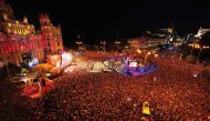 Thousands of fans gather at Cibeles Square to celebrate Spanish players on Monday after the team returned following their Euro 2024 victory. AFP