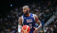 USA's forward #06 LeBron James looks on during the Basketball Showcase friendly match between the United States and Australia at Etihad Arena in Abu Dhabi on July 15, 2024. Photo by Giuseppe CACACE / AFP