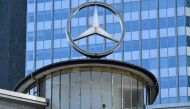 A giant Mercedes logo is pictured in Frankfurt am Main, western Germany, on September 11, 2023. Photo by Kirill KUDRYAVTSEV / AFP

