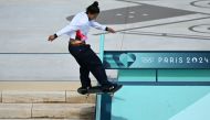 US' Mariah Duran competes in the women's street skateboarding prelims during the Paris 2024 Olympic Games at La Concorde in Paris on July 28, 2024. (Photo by Kirill Kudryavtsev / AFP)