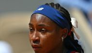 US' Coco Gauff reacts after a call goes against her while playing Croatia's Donna Vekic at the Roland-Garros Stadium on July 30, 2024. (Photo by Patricia De Melo Moreira / AFP)