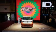 Volkswagen's electric vehicle ID.Buzz is displayed during the 31st Gaikindo Indonesia International Auto Show (GIIAS) at the Indonesia Convention Exhibition (ICE) in Tangerang on July 26, 2024. Photo by Yasuyoshi CHIBA / AFP.