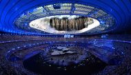 Fireworks sparkle in the sky at the end of the closing ceremony of the Paris 2024 Olympic Games at the Stade de France on Sunday.