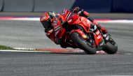 Ducati Lenovo Team's Italian rider Francesco Bagnaia races to win the Tissot Sprint Race of the Austrian MotoGP weekend at the Red Bull Ring racetrack in Spielberg, Austria on August 17, 2024. (Photo by Jure Makovec / AFP)