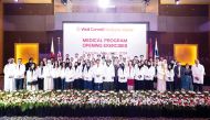 New WCM-Q medical students with Dr. Javaid Sheikh, dean, and other faculty members.