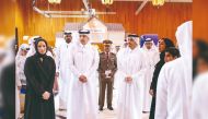 Prime Minister and Minister of Foreign Affairs H E Sheikh Mohammed bin Abdulrahman bin Jassim Al Thani; Speaker of the Shura Council, HE Hassan bin Abdulla Al Ghanim; Minister of Education and Higher Education H E Buthaina bint Ali Al Jabr Al Nuaimi and others at the strategy launch yesterday. 