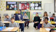 H H Sheikha Moza bint Nasser, the Chairperson of the Education Above All (EAA) Foundation and Sustainable Development Goals Advocate, meeting the First Assalam School students.