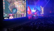 Fans watch screens as South Korea's T1 take on China's Weibo Gaming during the League of Legends world final at the Gocheok Sky Dome in Seoul on November 19, 2023. Photo by ANTHONY WALLACE / AFP