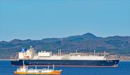 Energy Liberty and Izumi Maru No. 3, anchor off the Port of Hakodate, Japan.